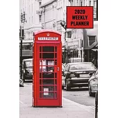 2020 Weekly Planner: London phone booth; January 1, 2020 - December 31, 2020; 6