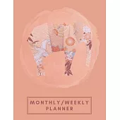 Monthly/Weekly Planner: Orange Japanese Origami Elephant Weekly Planner + Monthly Calendar Views 12 Month Agenda Planner Gift For Elephant Lov