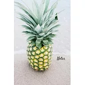 Notes: 6x9 Journal Lined Writing Notebook, 120 Pages Pineapple on Pretty Teal Beach Background