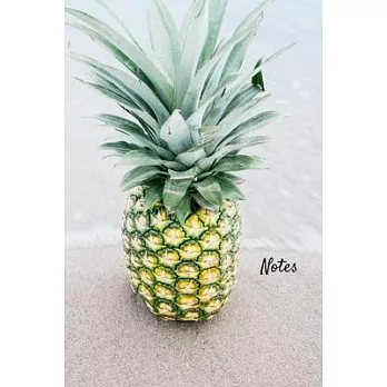 Notes: 6x9 Journal Lined Writing Notebook, 120 Pages Pineapple on Pretty Teal Beach Background