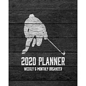 2020 Planner Weekly and Monthly Organizer: Ice Hockey Dark Wood Vintage Rustic Theme - Calendar Views with up to 130 Inspirational Quotes - Jan 1st 20