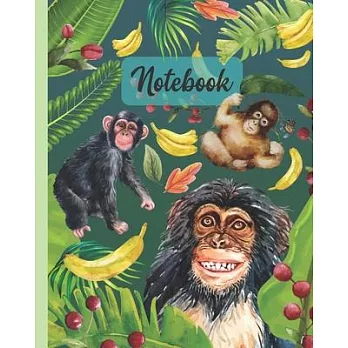 Notebook: Chimpanzee Monkey - Zoo Animals Diary / Notes / Track / Log / Journal, Book Gifts For Women Men Kids Teens Girls Boys