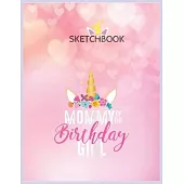 SketchBook: Mommy Of The Birthday Girl Mother Gift Unicorn Birthday Unicorn Blank Unlined SketchBook for Kids and Girls XL Marple