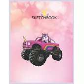 SketchBook: Monster Truck Unicorn Women Kids Girl Party Gift Unicorn Blank Unlined SketchBook for Kids and Girls XL Marple SketchB