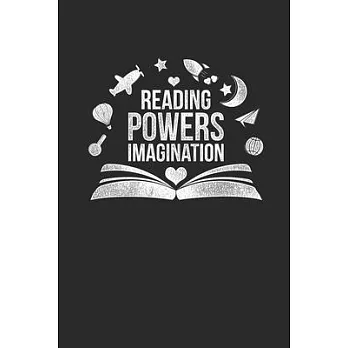 Reading Powers Imagination: Dotted Bullet Notebook (6＂ x 9＂ - 120 pages) Reader Themed Notebook for Daily Journal, Diary, and Gift
