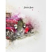 Sketch Book: Antique Car Watercolor Themed Personalized Artist Sketchbook For Drawing and Creative Doodling