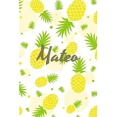 Mateo: Personalized Pineapple fruit themed Dotted Grid Notebook Bullet Grid Journal teacher gift teacher Appreciation Day Gif
