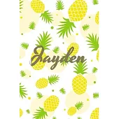 Jayden: Personalized Pineapple fruit themed Dotted Grid Notebook Bullet Grid Journal teacher gift teacher Appreciation Day Gif