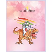 SketchBook: Unicorn Riding Trex Dinosaur For Kids Boys Girls Men Women Unicorn Blank Unlined SketchBook for Kids and Girls XL Marp