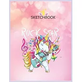 SketchBook: Unicorn Rock Star Guitar Rockin Music Singer Unicorn Blank Unlined SketchBook for Kids and Girls XL Marple SketchBook