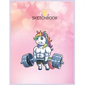 SketchBook: Unicorn Weightlifting Deadlift Fitness Gym Women Unicorn Blank Unlined SketchBook for Kids and Girls XL Marple SketchB