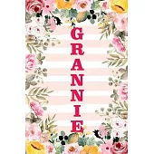 Grannie: Family Relationship Word Calling Notebook, Cute Blank Lined Journal, Fam Name Writing Note (Pink Flower Floral Stripe