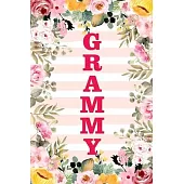 Grammy: Family Relationship Word Calling Notebook, Cute Blank Lined Journal, Fam Name Writing Note (Pink Flower Floral Stripe