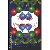 Merry Christmas Journal Notebook: Dark Blue Cover with Christmas Ornaments
