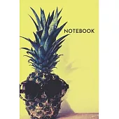 Notebook: Green Pineapple Fruit Blank Lined Wide Ruled Notebook 6x9 Inches 100 Pages Pineapple With Brown Framed Sunglasses Besi