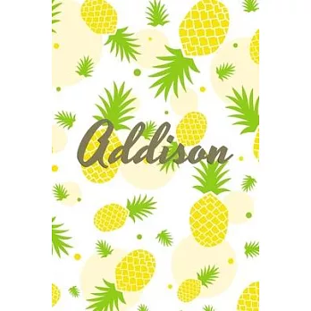 Addison: Personalized Pineapple fruit themed Dotted Grid Notebook Bullet Grid Journal teacher gift teacher Appreciation Day Gif
