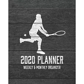 2020 Planner Weekly and Monthly Organizer: Tennis Racquet Ball Dark Wood Vintage Rustic Theme - Calendar Views with 130 Inspirational Quotes - Jan 1st