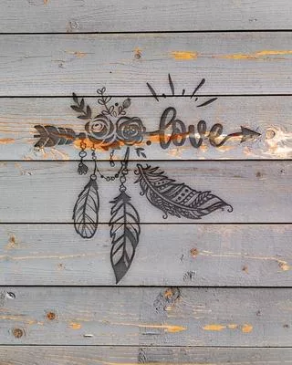 Love: Family Camping Planner & Vacation Journal Adventure Notebook - Rustic BoHo Pyrography - Gray Boards
