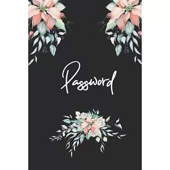 Password: Password Book with Tabs, Internet Password Organizer, Alphabetical Password Book, Password Book Small 6＂ x 9＂, Flower