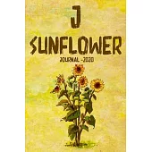 J Sunflower Journal 2020: Ideal Gift, Sunflower journal to write in for women, Girl, Lined and decorated journal, Glossy Cover, Sunflowers, trav