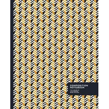 Wide Ruled Composition Notebook: Cool Geometric Design - Black and Gold - Blank Wide Ruled Book with Table of Contents is Perfect for the Home, Office
