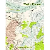 Weekly Planner: Savannah, Georgia (1955): Vintage Topo Map Cover