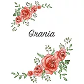 Grania: Personalized Notebook with Flowers and First Name - Floral Cover (Red Rose Blooms). College Ruled (Narrow Lined) Journ
