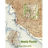 Weekly Planner: San Diego, California (1942): Vintage Topo Map Cover