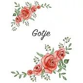Gotje: Personalized Notebook with Flowers and First Name - Floral Cover (Red Rose Blooms). College Ruled (Narrow Lined) Journ