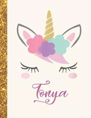 Tonya: Tonya Unicorn Personalized Black Paper SketchBook for Girls and Kids to Drawing and Sketching Doodle Taking Note Marbl