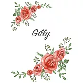 Gilly: Personalized Notebook with Flowers and First Name - Floral Cover (Red Rose Blooms). College Ruled (Narrow Lined) Journ