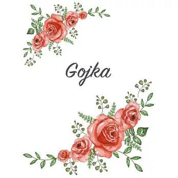 Gojka: Personalized Notebook with Flowers and First Name - Floral Cover (Red Rose Blooms). College Ruled (Narrow Lined) Journ