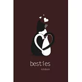 Besties Notebook, Blank Write-in Journal, Dotted Lines, Wide Ruled, Medium (A5) 6 x 9 Inches (Coffee)