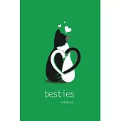 Besties Notebook, Blank Write-in Journal, Dotted Lines, Wide Ruled, Medium (A5) 6 x 9 Inches (Green)