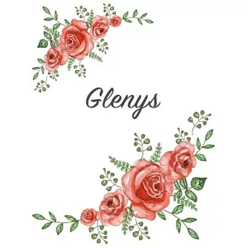 Glenys: Personalized Notebook with Flowers and First Name - Floral Cover (Red Rose Blooms). College Ruled (Narrow Lined) Journ