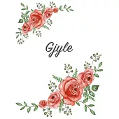 Gjyle: Personalized Notebook with Flowers and First Name - Floral Cover (Red Rose Blooms). College Ruled (Narrow Lined) Journ