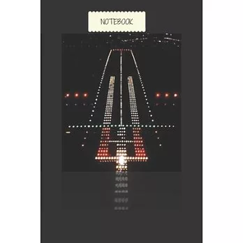 Aviation Night Runway Airport: Blank Lined Pilot aviation Lover Journal Or Journal - Size 6 x 9 - 120 Lined Pages - Paperback For Student, kids, Boys