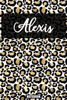Alexis: Personalized Notebook Leopard Print Black and Gold Animal Print Women- Cheetah- Cat (Animal Skin Pattern) with Cheetah