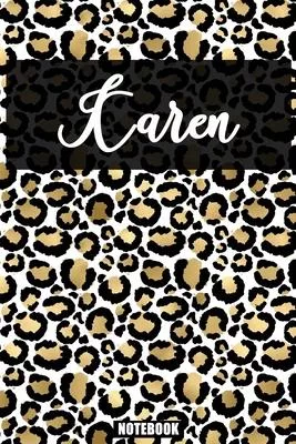 Karen: Personalized Notebook Leopard Print Black and Gold Animal Print Women- Cheetah- Cat (Animal Skin Pattern) with Cheetah