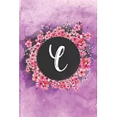 Cherry blossom flowers letter L journal: Personalized Monogram Initial L with pretty colorful watercolor pink floral sakura for women & girls -- birth