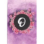 Cherry blossom flowers letter O journal: Personalized Monogram Initial O with pretty colorful watercolor pink floral sakura for women & girls -- birth