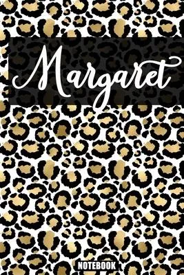 Margaret: Personalized Notebook Leopard Print Black and Gold Animal Print Women- Cheetah- Cat (Animal Skin Pattern) with Cheetah