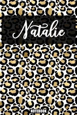 Natalie: Personalized Notebook Leopard Print Black and Gold Animal Print Women- Cheetah- Cat (Animal Skin Pattern) with Cheetah