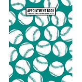 Softball Appointment Book: Undated Hourly Appointment Book - Weekly 7AM - 10PM with 15 Minute Intervals - Large 8.5 x 11