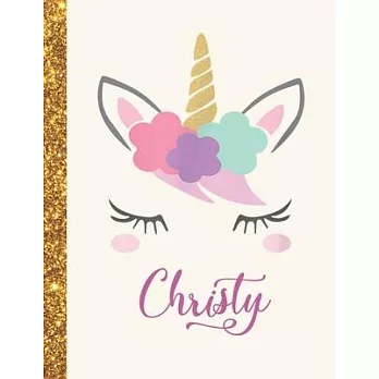 Christy: Christy Unicorn Personalized Black Paper SketchBook for Girls and Kids to Drawing and Sketching Doodle Taking Note Mar