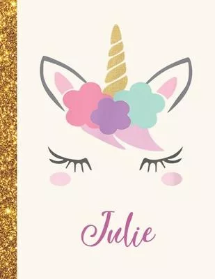 Julie: Julie Unicorn Personalized Black Paper SketchBook for Girls and Kids to Drawing and Sketching Doodle Taking Note Marbl