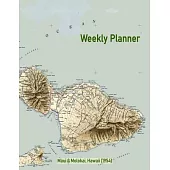 Weekly Planner: Maui & Molokai, Hawaii (1954): Vintage Topo Map Cover