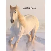 Sketch Book: White Horse Winter Snow Themed Personalized Artist Sketchbook For Drawing and Creative Doodling