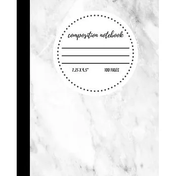 Composition Notebook: Grey Marble College Ruled Lined Journal for School - 100 Pages - 7.5 x 9.25＂ - Women Teens Girls Kids Children - (Marb