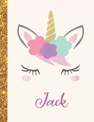 Jack: Jack Unicorn Personalized Black Paper SketchBook for Girls and Kids to Drawing and Sketching Doodle Taking Note Marble